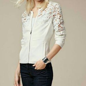 Neiman Marcus lace-insert Bomber Jacket